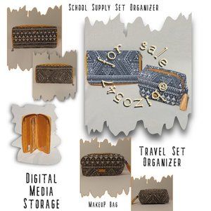 Silpada Yellow Gold Mustard Southwest Geometric Cosmetic Pouch Travel Organizer